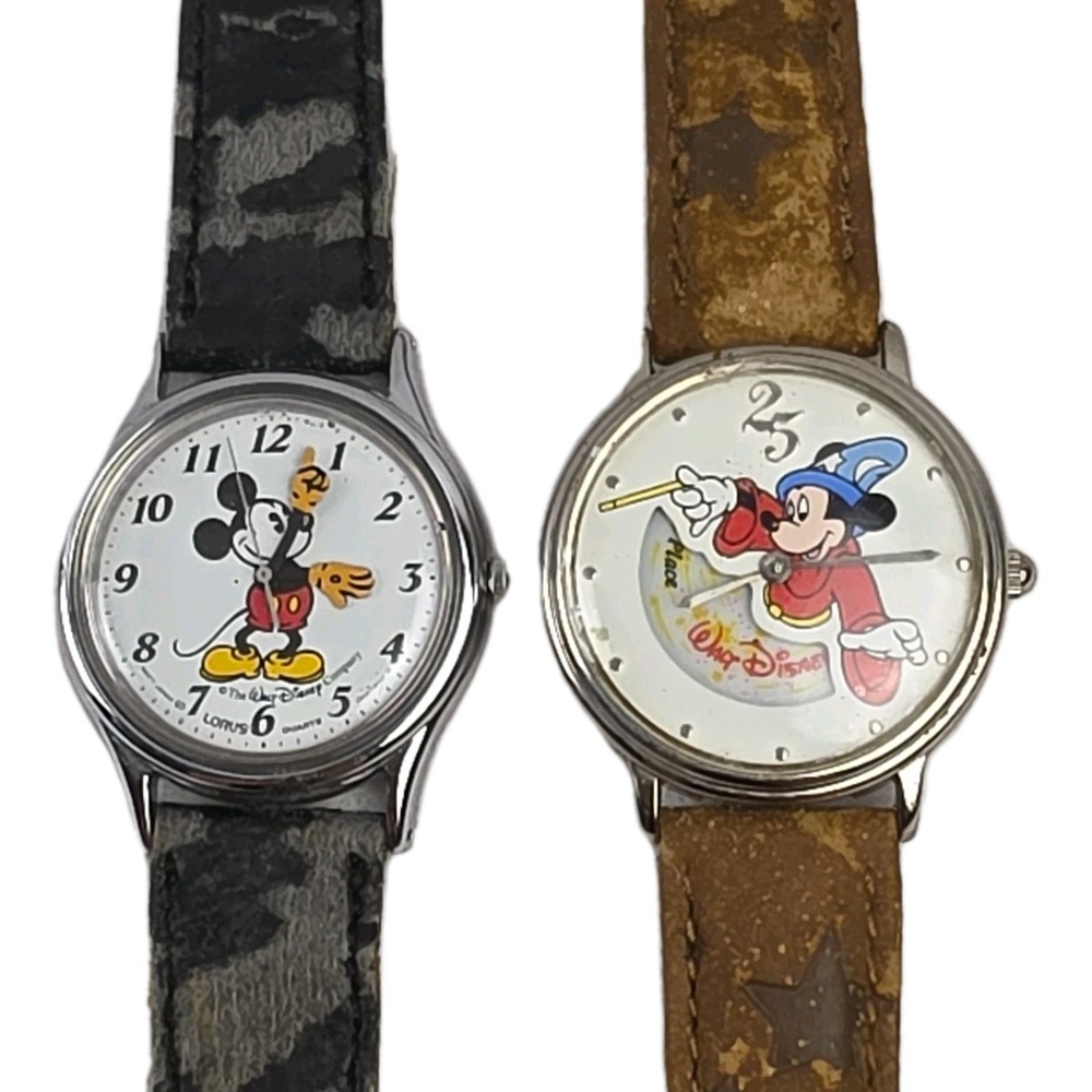 Set Of 2 Vintage Mickey Mouse 25yrs & Hands Watches Damaged Straps